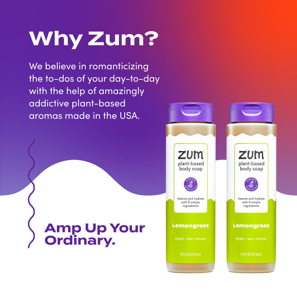 Zum Body Soap Lemongrass - 16 fl oz (2 Pack) | Deep Clean & Plant-Based Moisturizing