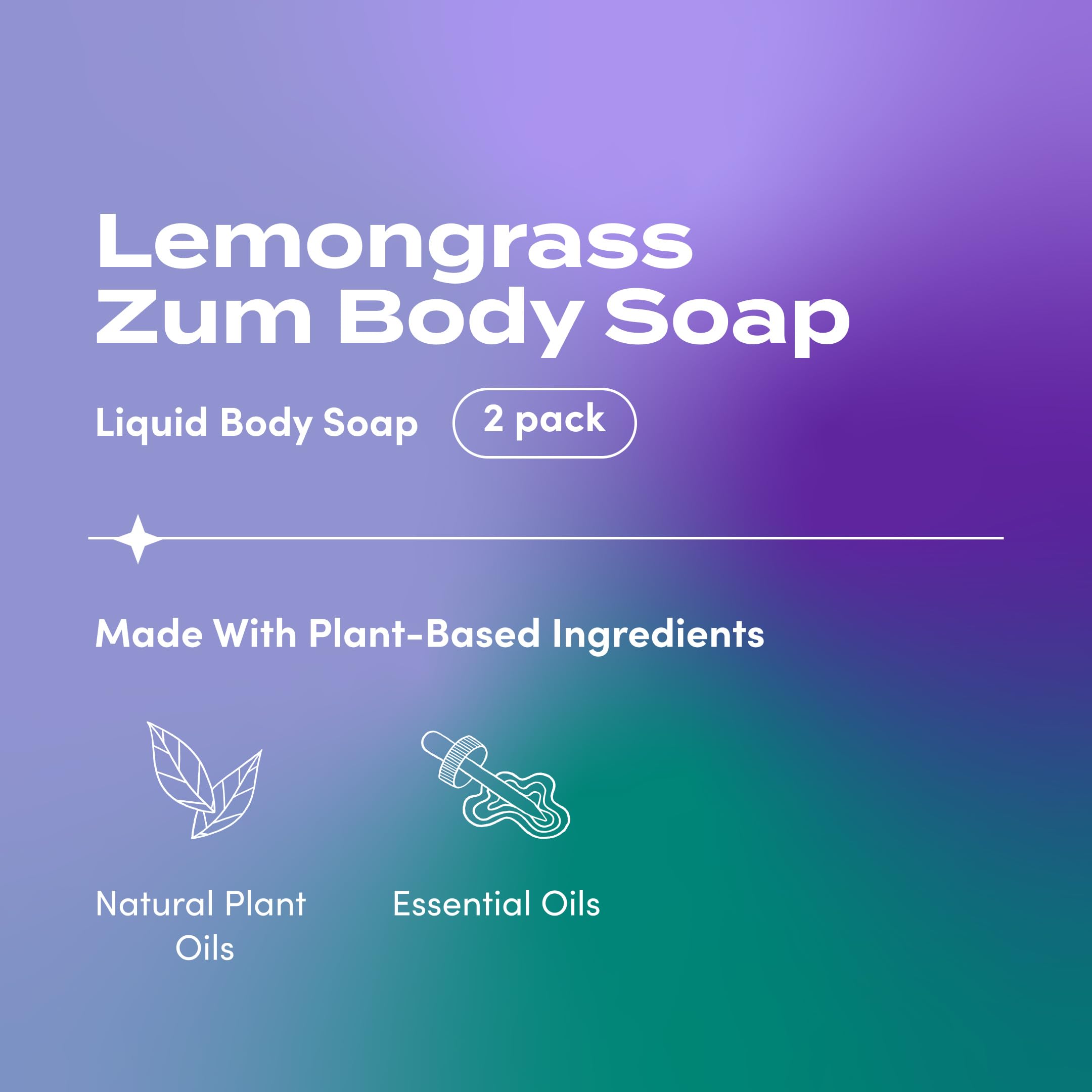 Zum Body Soap Lemongrass - 16 fl oz (2 Pack) | Deep Clean & Plant-Based Moisturizing