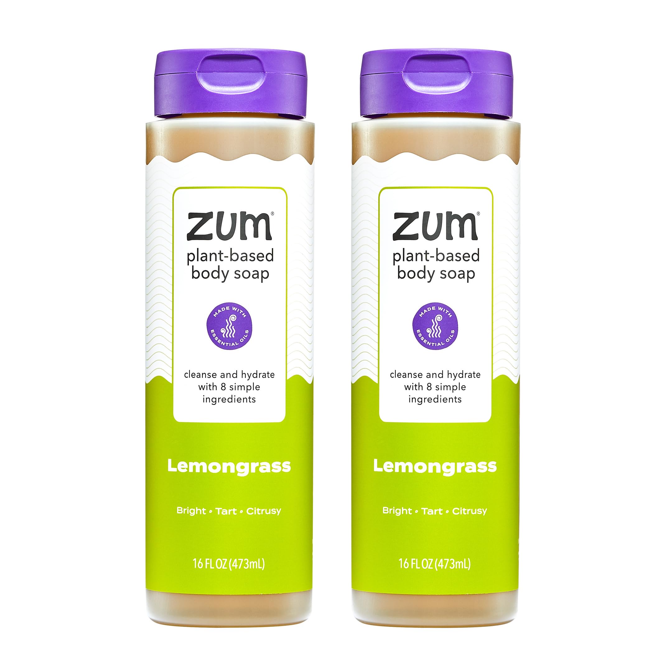 Zum Body Soap Lemongrass - 16 fl oz (2 Pack) | Deep Clean & Plant-Based Moisturizing