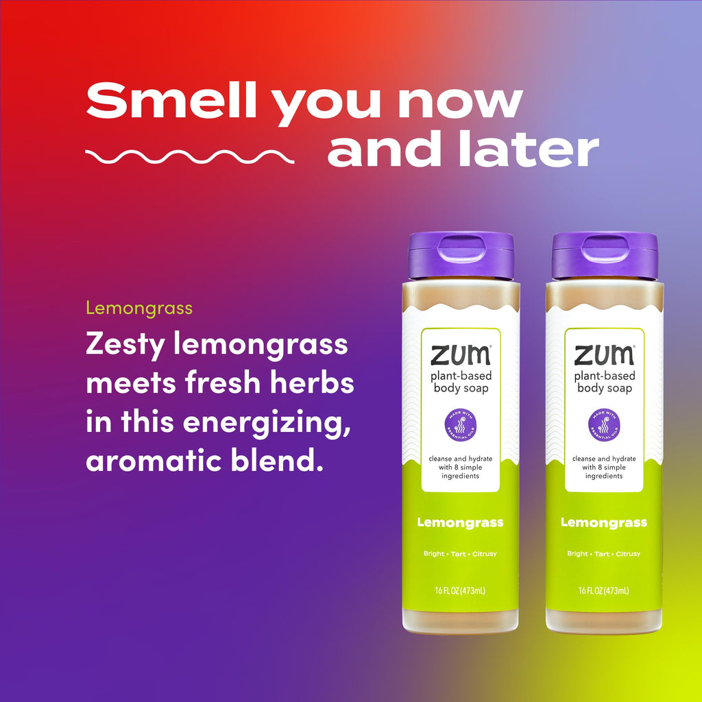 Zum Body Soap Lemongrass - 16 fl oz (2 Pack) | Deep Clean & Plant-Based Moisturizing