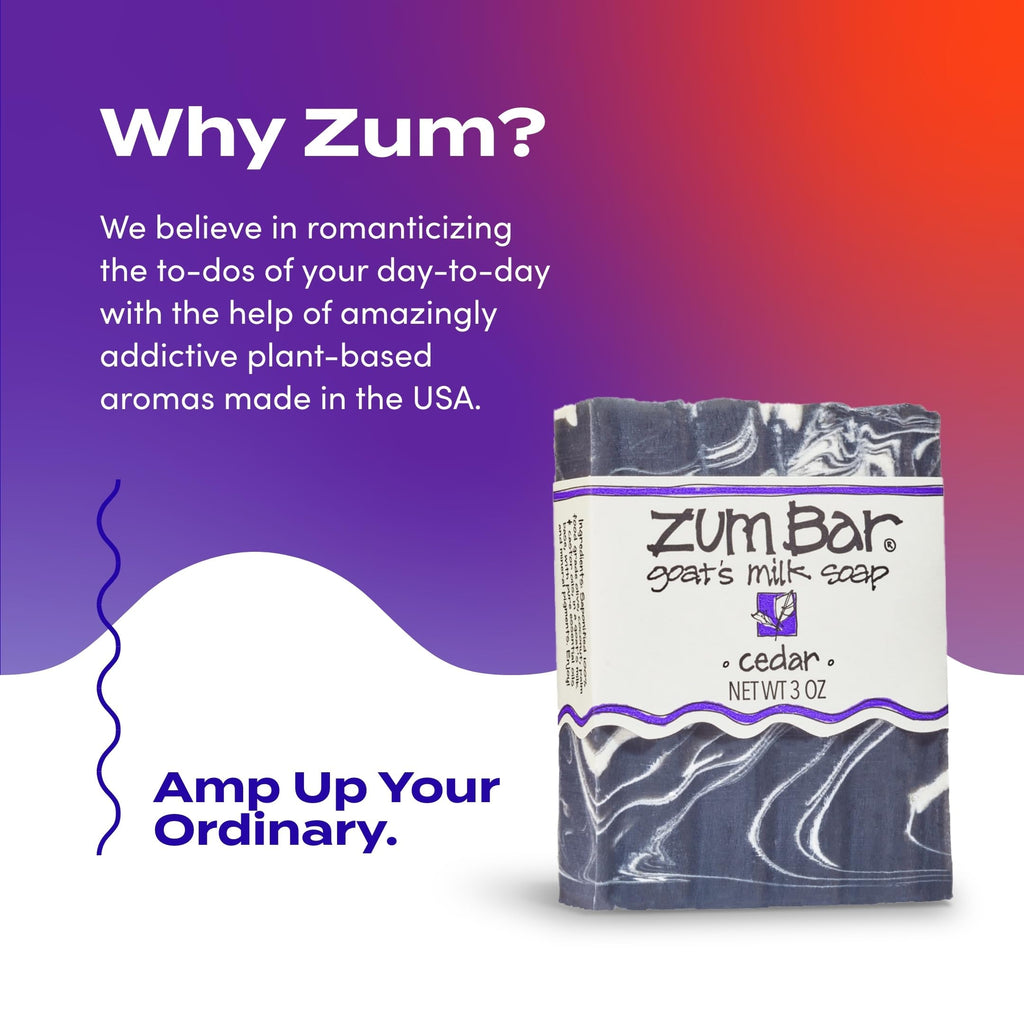 Zum Indigo Wild Goat Milk Soap Bar Cedar - 3 oz, Pack of 3 | Plant-Based, Cruelty-Free