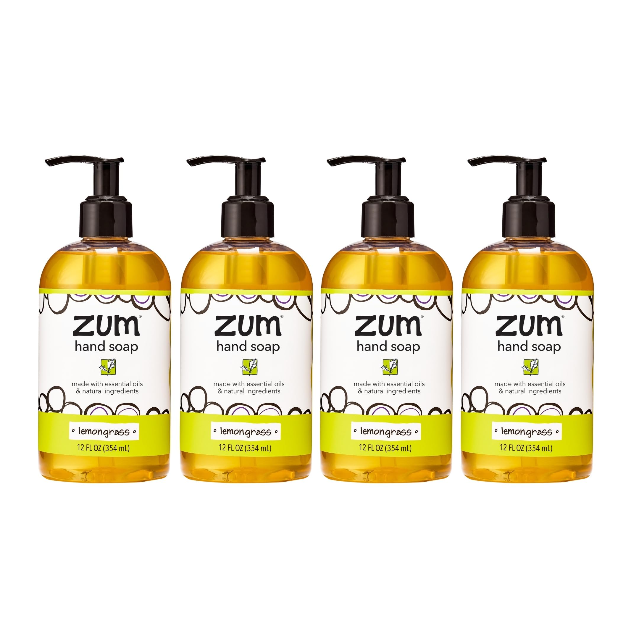 Zum Indigo Wild Hand Soap – Lemongrass Scent, 12 oz (4 Pack)