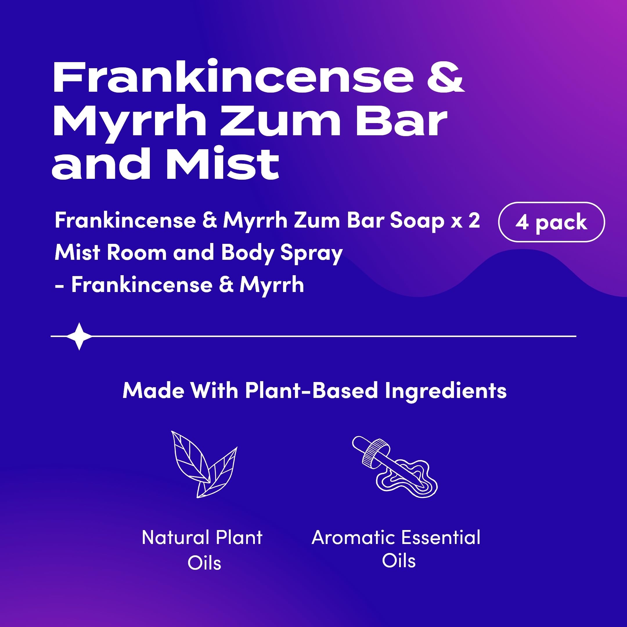 Zum Indigo Wild Bundle: Goat Milk Soap Bars (2x 3 oz) + Zum Mist (4 fl oz) – Frankincense & Myrrh Scent