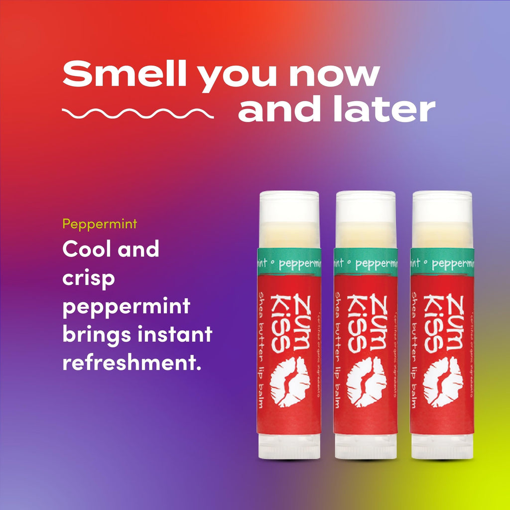 Zum Kiss Stick Peppermint Lip Balm – Natural Hydration with Beeswax, Sunflower Oil & Vitamin E (3 Pack)