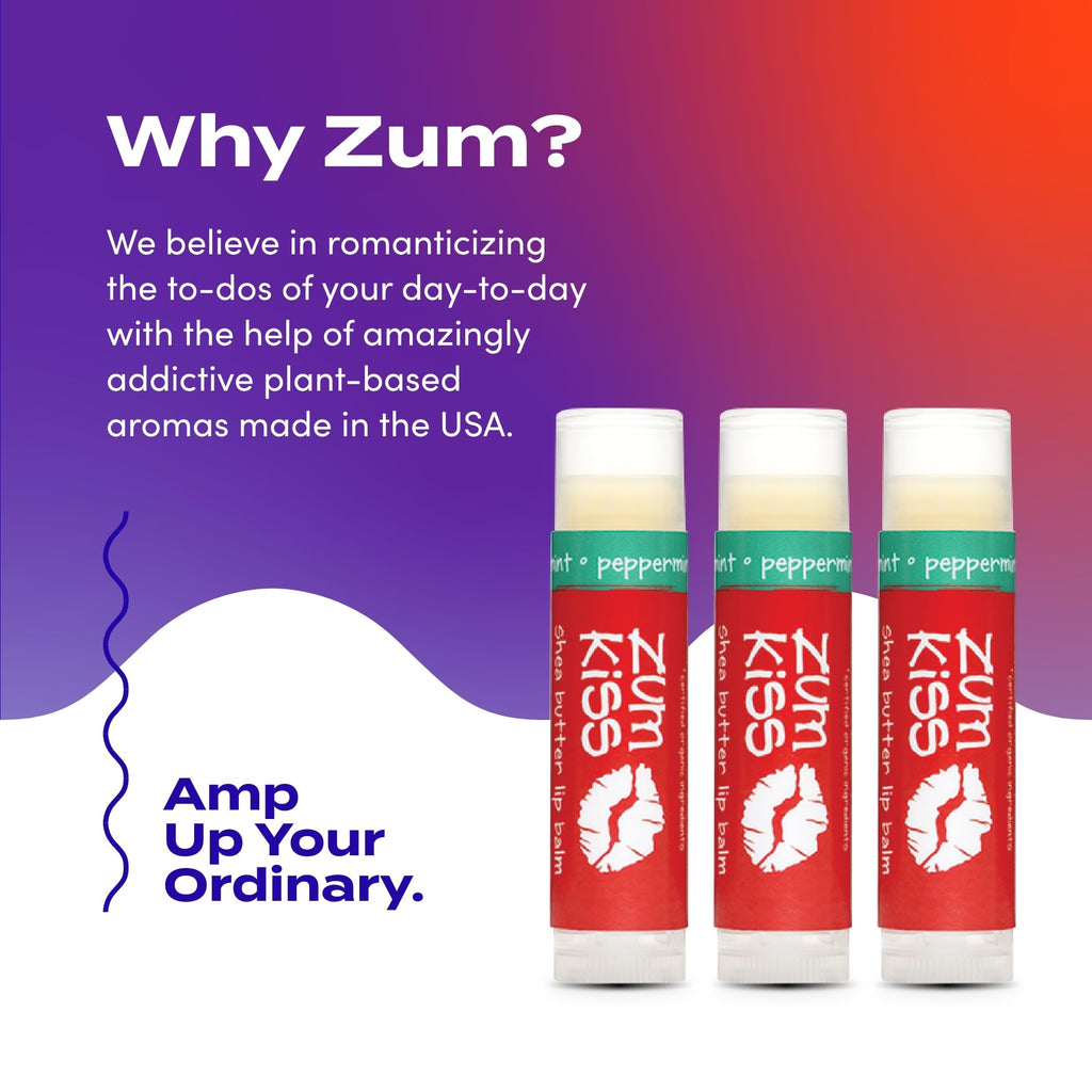 Zum Kiss Stick Peppermint Lip Balm – Natural Hydration with Beeswax, Sunflower Oil & Vitamin E (3 Pack)