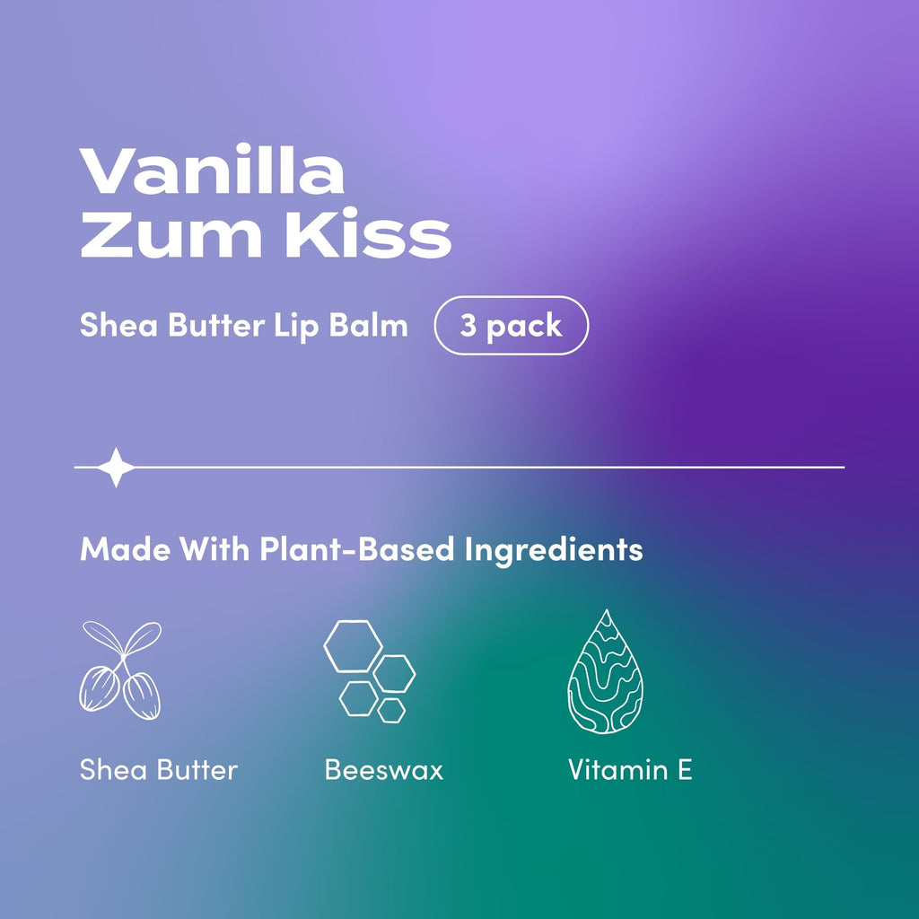 Zum Kiss Stick Lip Balm Vanilla – Organic Beeswax, Sunflower Oil & Vitamin E (3 Pack)