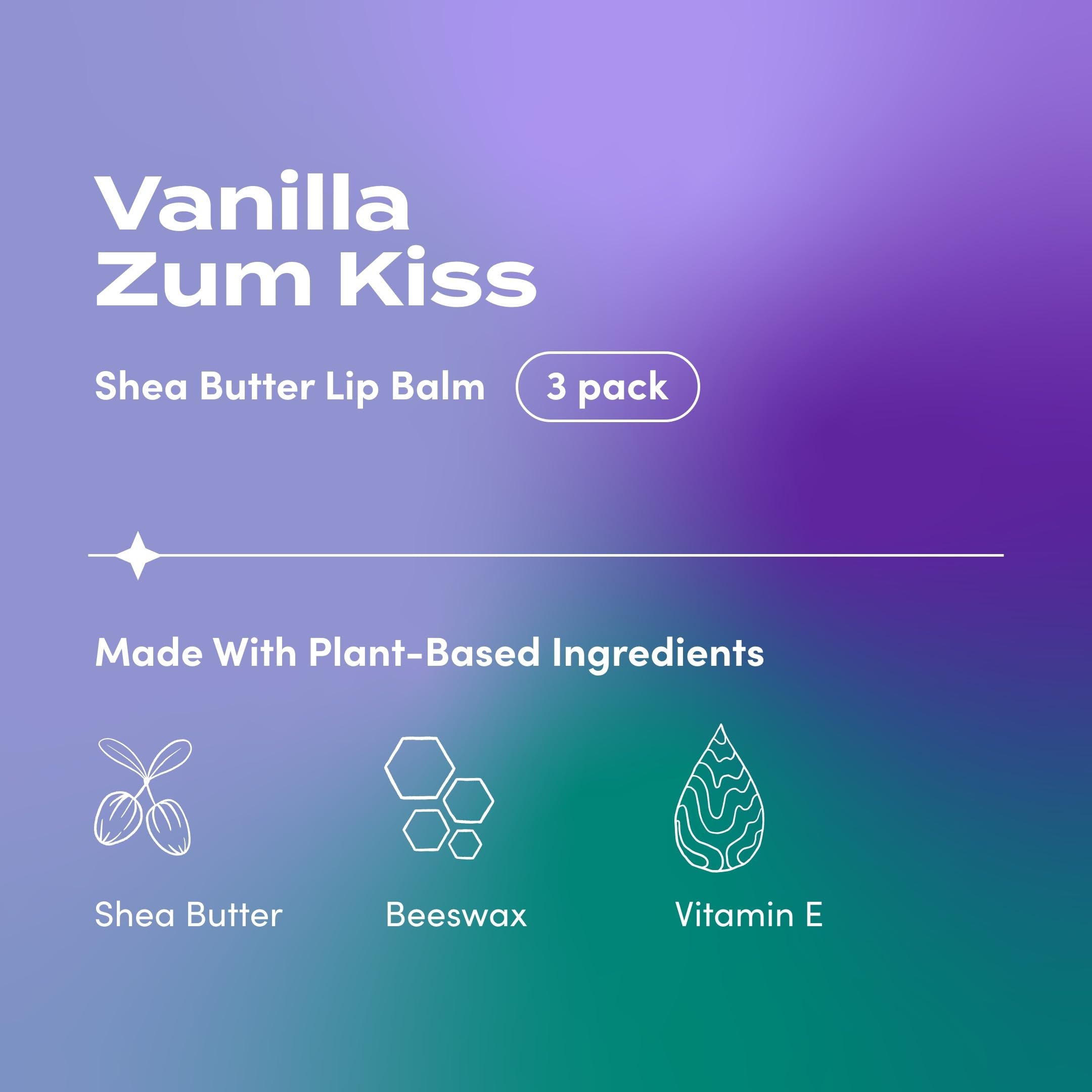 Zum Kiss Stick Lip Balm Vanilla – Organic Beeswax, Sunflower Oil & Vitamin E (3 Pack)
