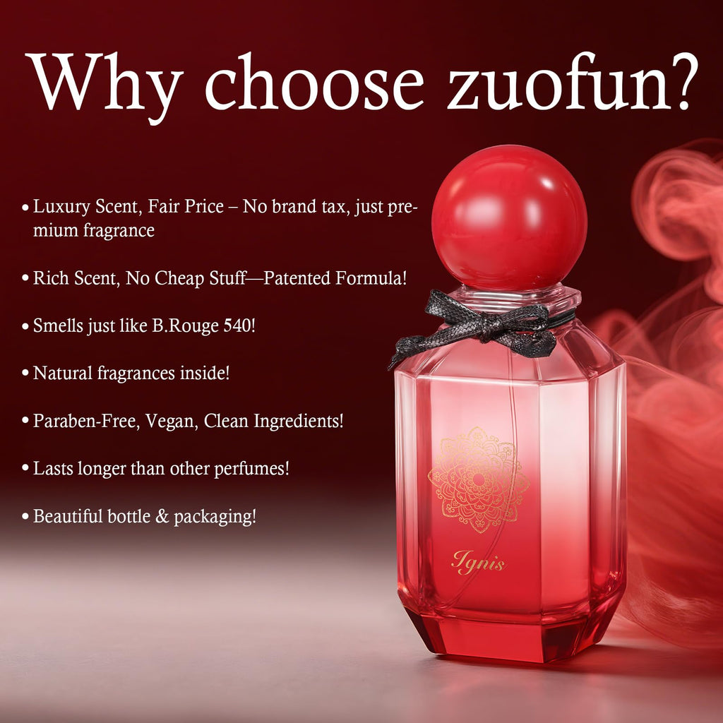 Zuofun No.9 Eau de Parfum — Inspired by Baccarat R.ouge 540 | 100 ml Unisex, Paraben Free, Vegan, Clean Ingredients