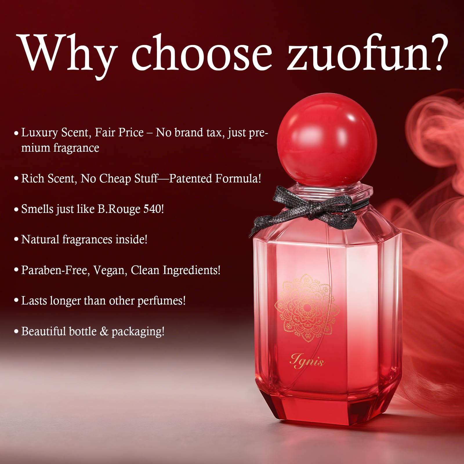 Zuofun No.9 Eau de Parfum — Inspired by Baccarat R.ouge 540 | 100 ml Unisex, Paraben Free, Vegan, Clean Ingredients