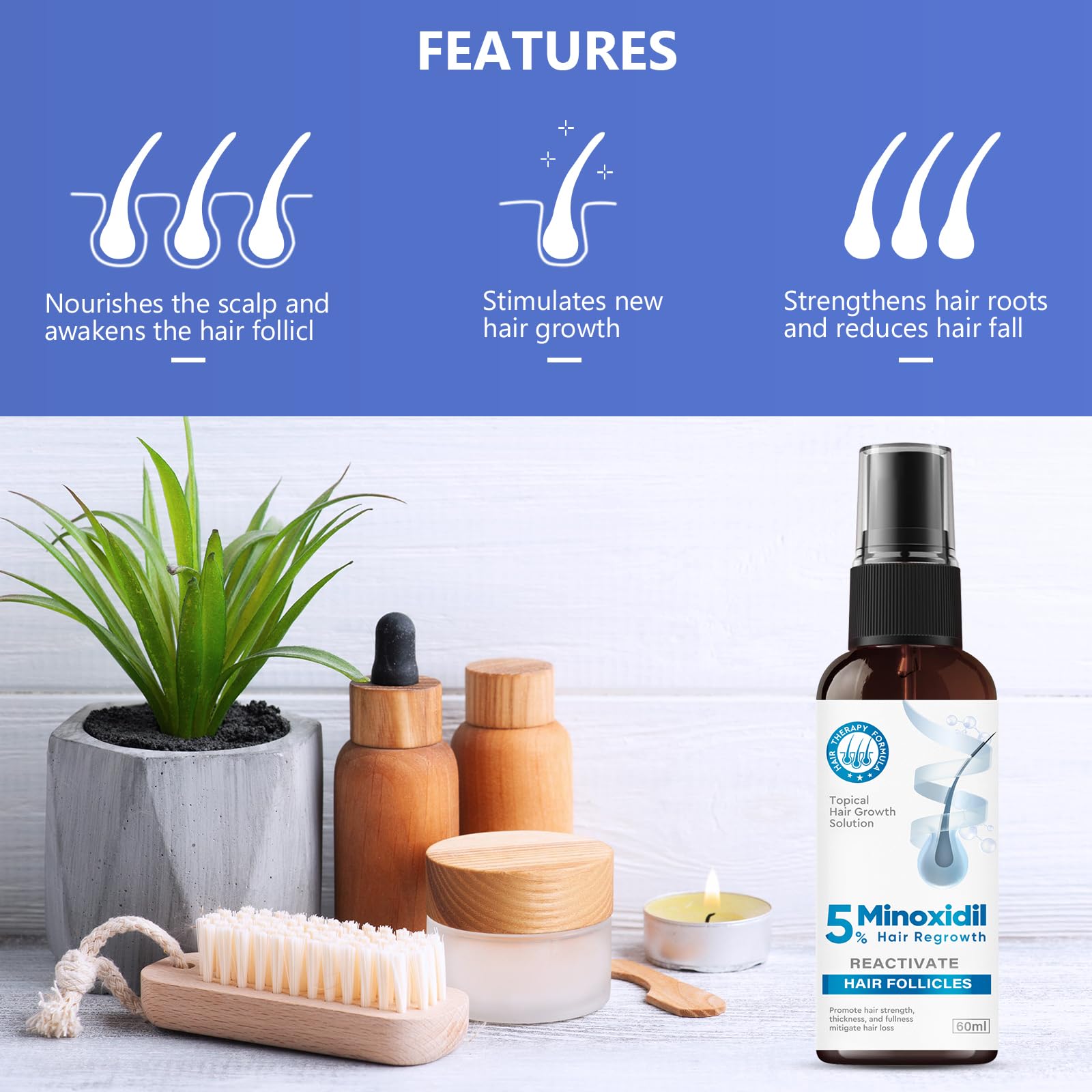 ZVBZVB Minoxidil 5% Hair Growth Spray – Thicker Hair & Beard, 60ml