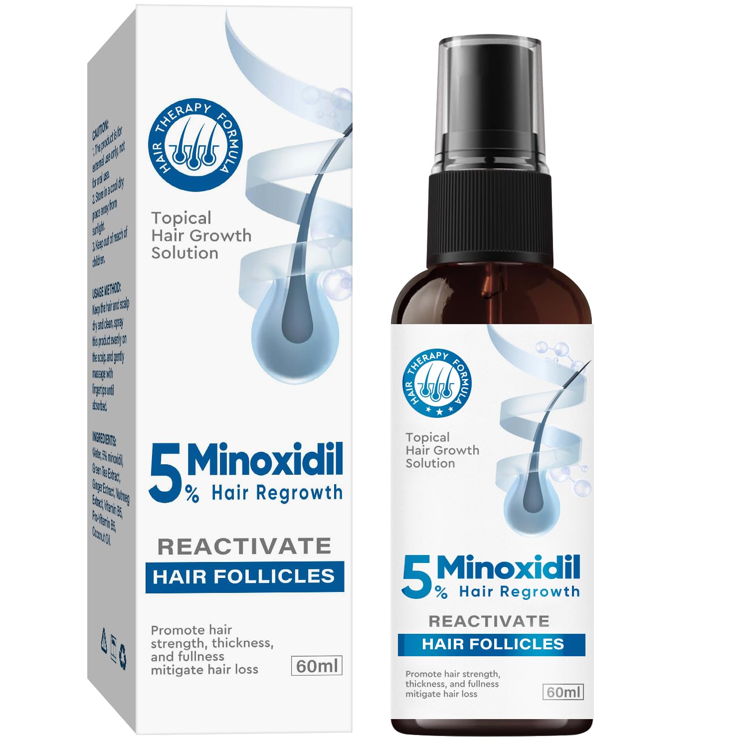 ZVBZVB Minoxidil 5% Hair Growth Spray – Thicker Hair & Beard, 60ml