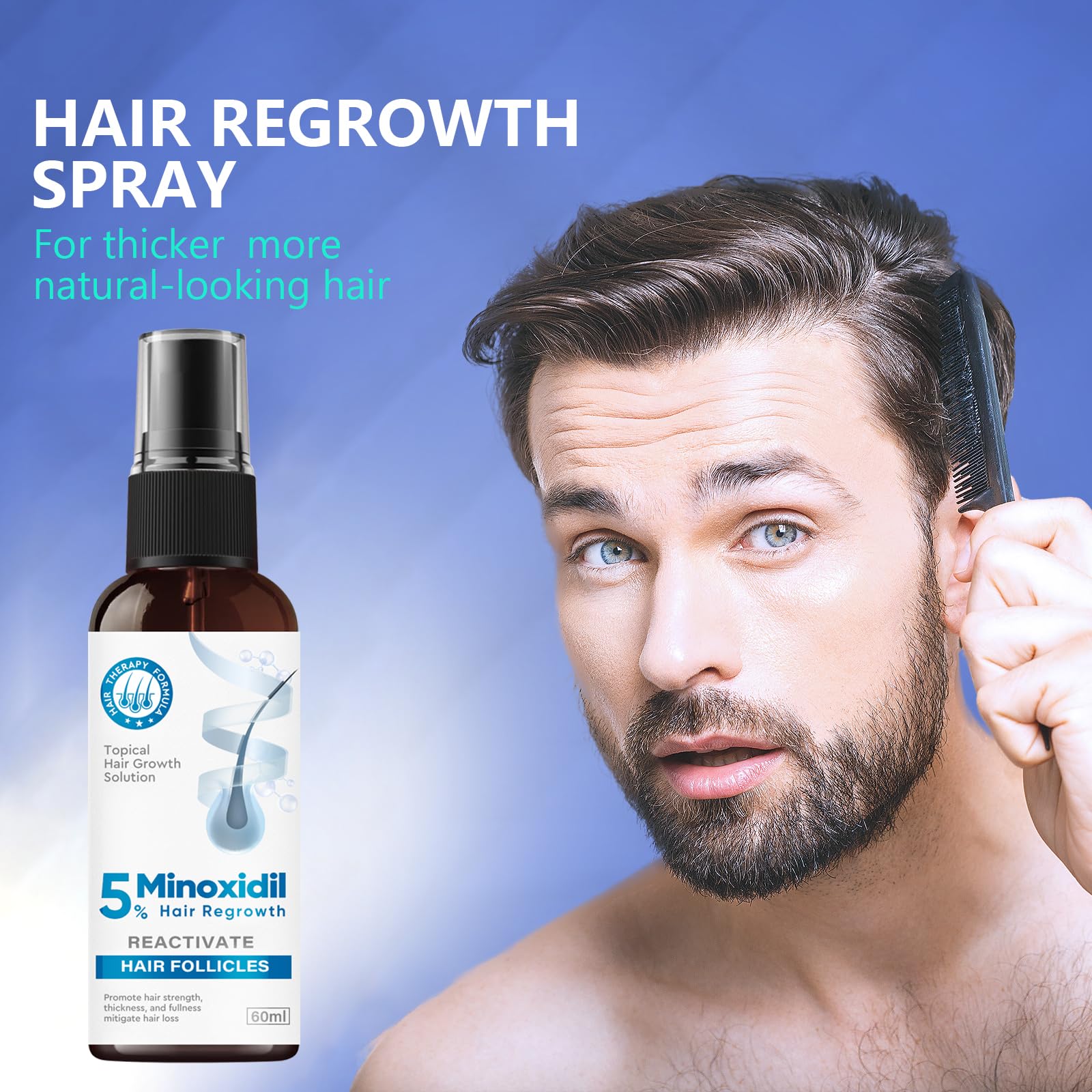 ZVBZVB Minoxidil 5% Hair Growth Spray – Thicker Hair & Beard, 60ml