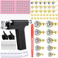 Zygc Professional Ear Piercing Kit – 63 CZ Diamond Studs, 254-Piece Set for Home & Salon