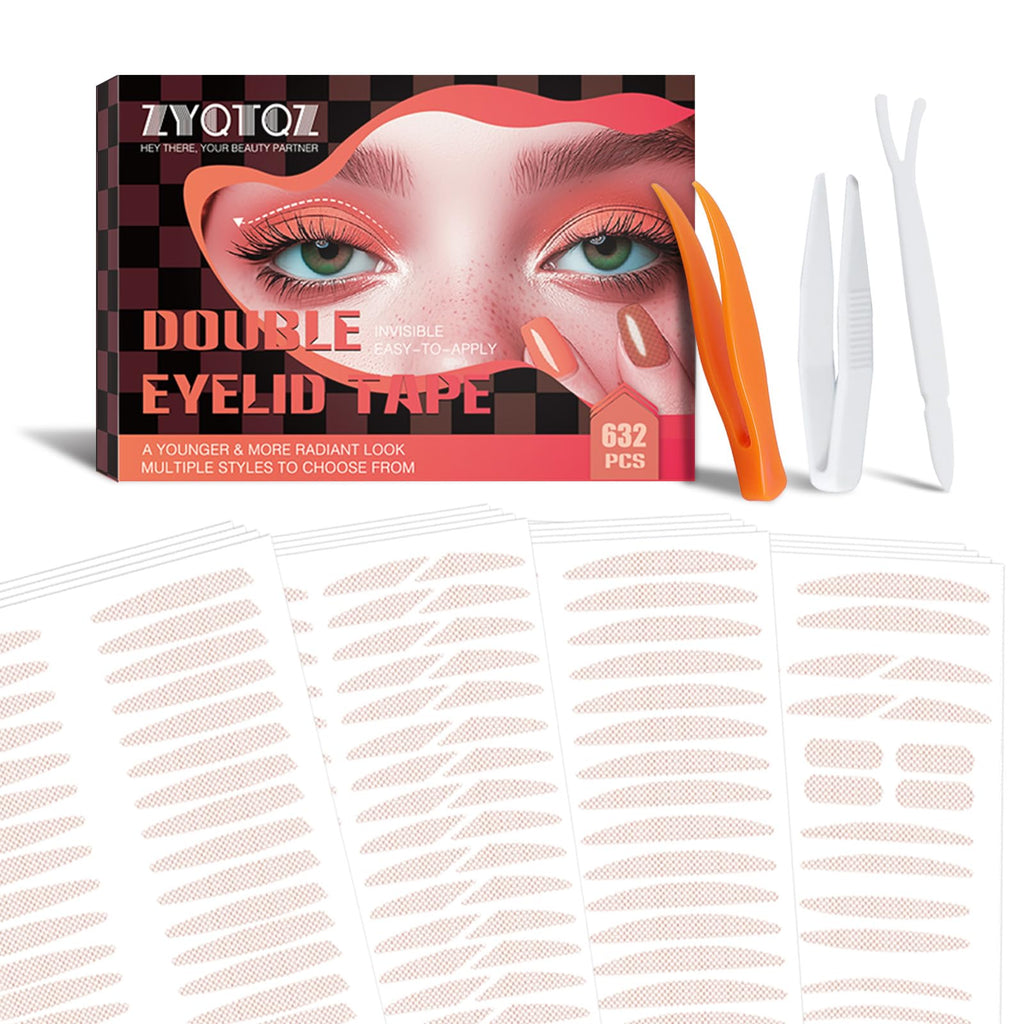 ZYQTQZ Eyelid Tape – Ultra-Thin Invisible Double Eyelid Strips, Waterproof & All-Day Hold (632 Pcs)