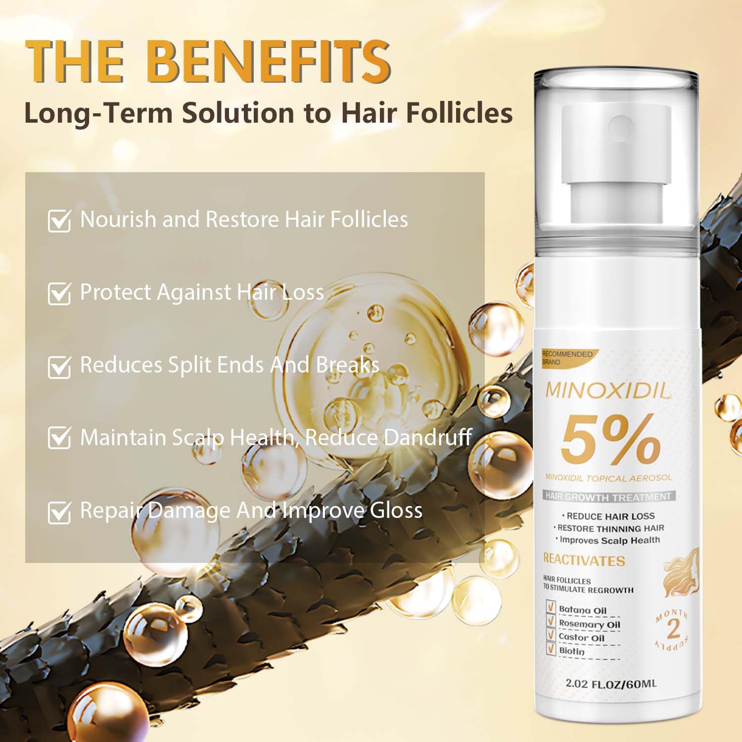 ZYXN 5% Minoxidil Hair Growth Serum for Men & Women – Biotin, Batana & Rosemary
