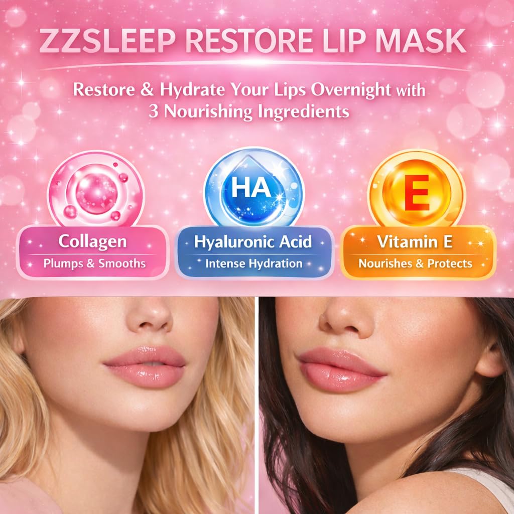 ZZSLEEP Restore Lip Mask – Collagen-Infused Overnight Lip Patch (30 Count)