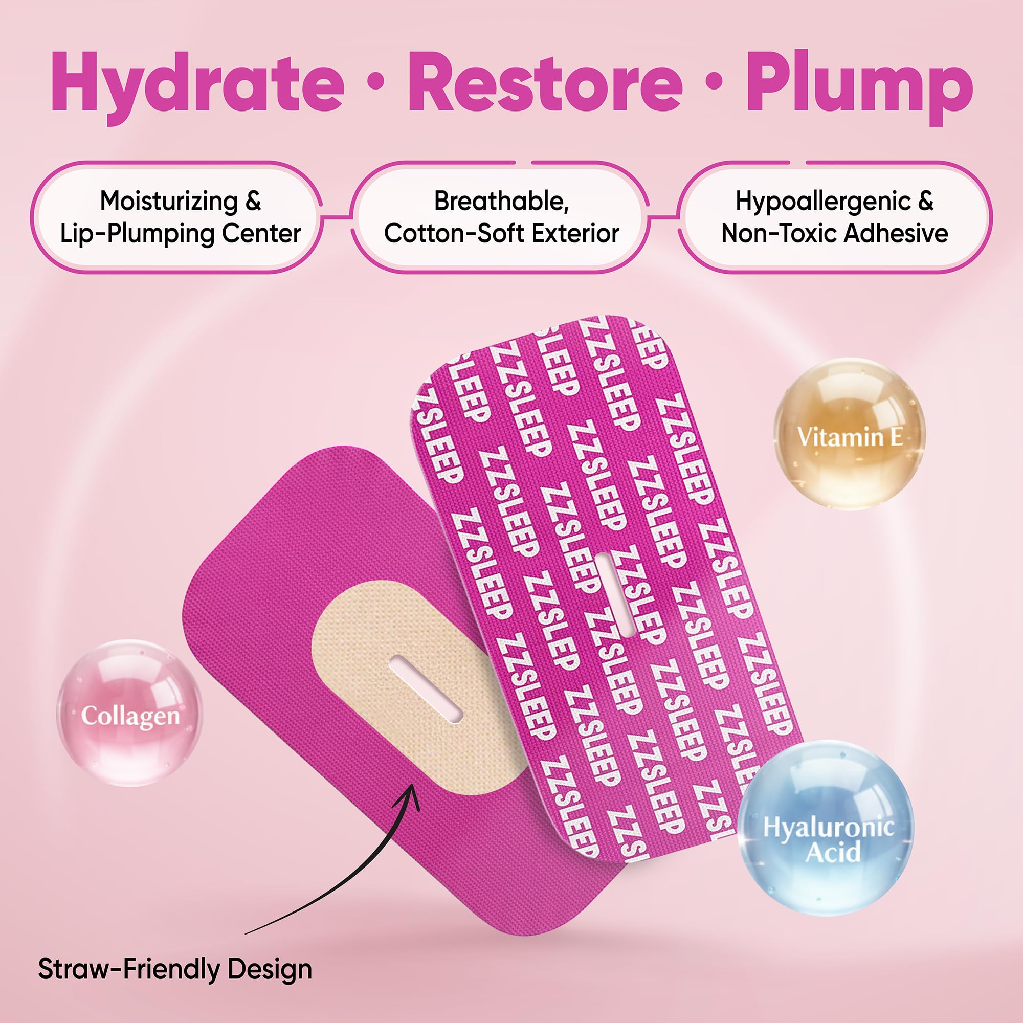 ZZSLEEP Restore Lip Mask – Collagen-Infused Overnight Lip Patch (30 Count)